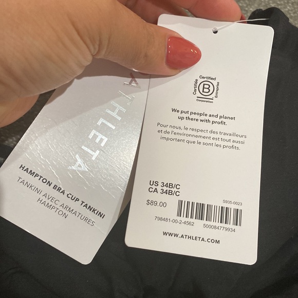 🖤 Athleta Hampton Bra Cup Tankini Top // Black - Picture 6 of 9